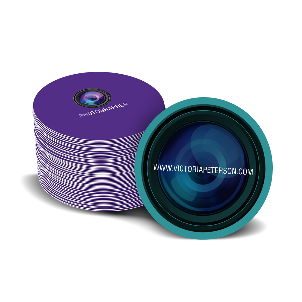 Custom 2-inch circle business cards with full-color printing