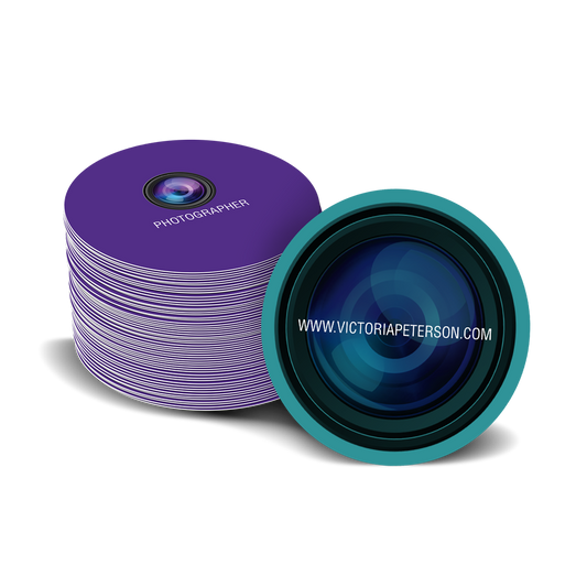 Custom 2-inch circle business cards with full-color printing