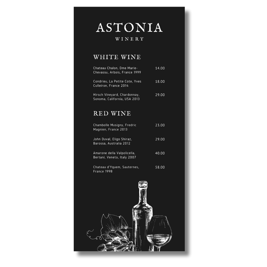 Extra Durable Mini Menus (3.75" x 8.25")