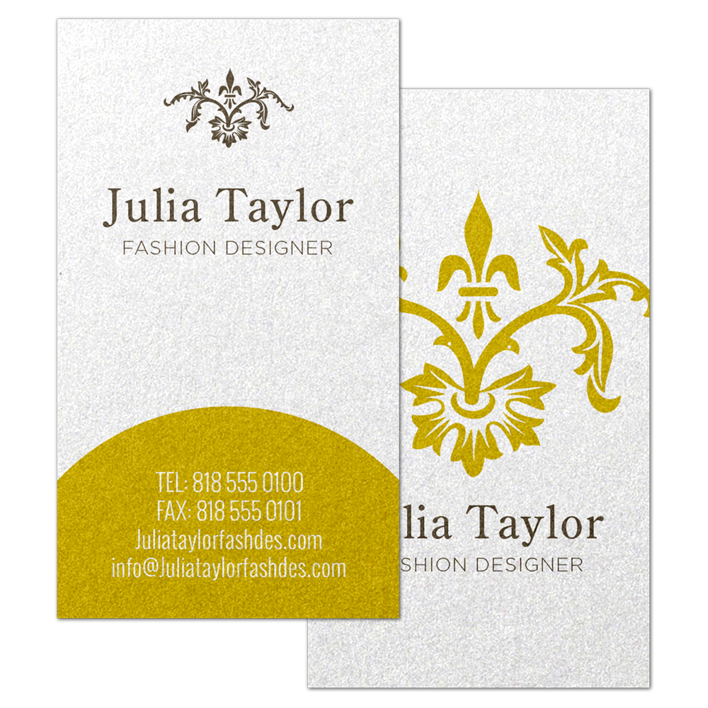 Pearl business cards with smooth cardstock and subtle shimmering finish