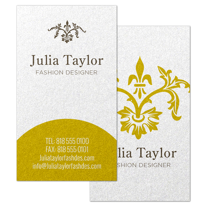 Pearl business cards with smooth cardstock and subtle shimmering finish