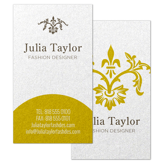 Pearl business cards with smooth cardstock and subtle shimmering finish