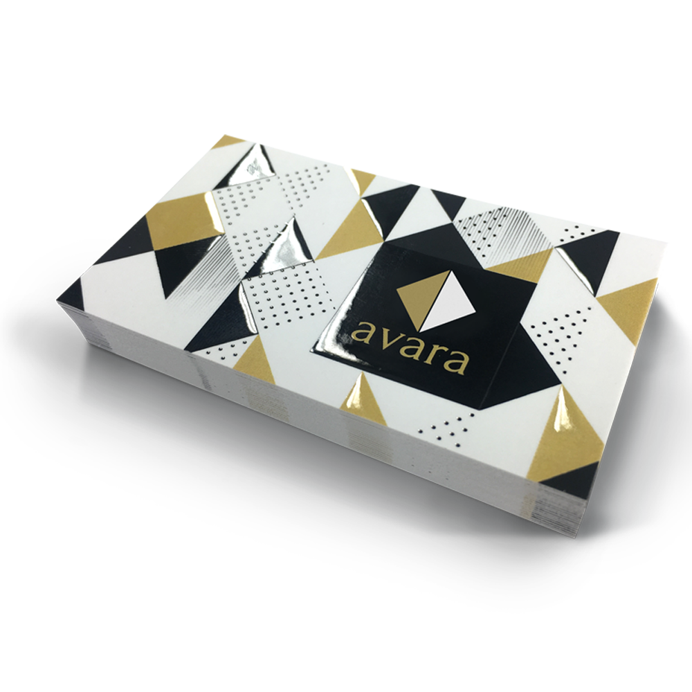 Custom Raised Spot UV business cards with glossy raised accents and soft-touch finish