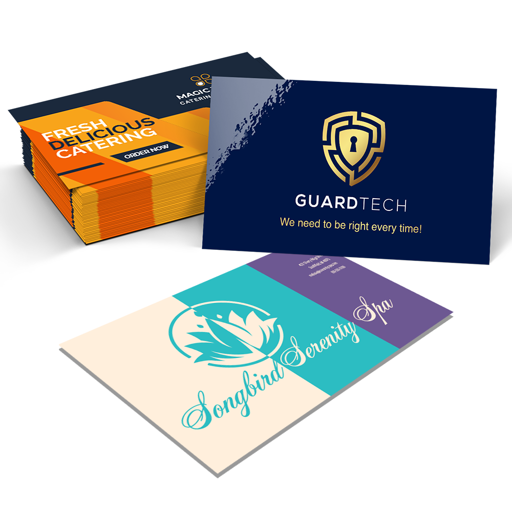 Standard 14pt business cards with multiple finish options