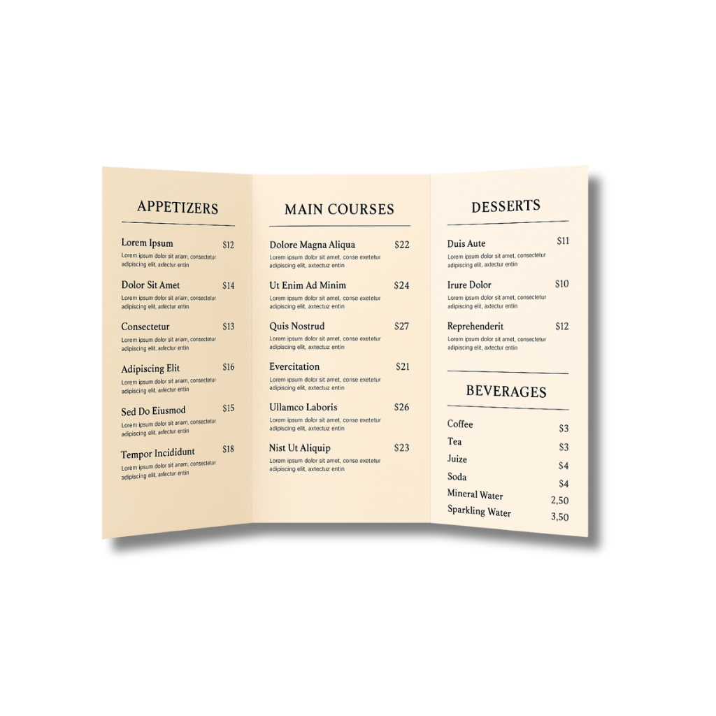 Custom 8.5x11 Tri-Fold Menus | Personalize & Print – 560 Print Co.